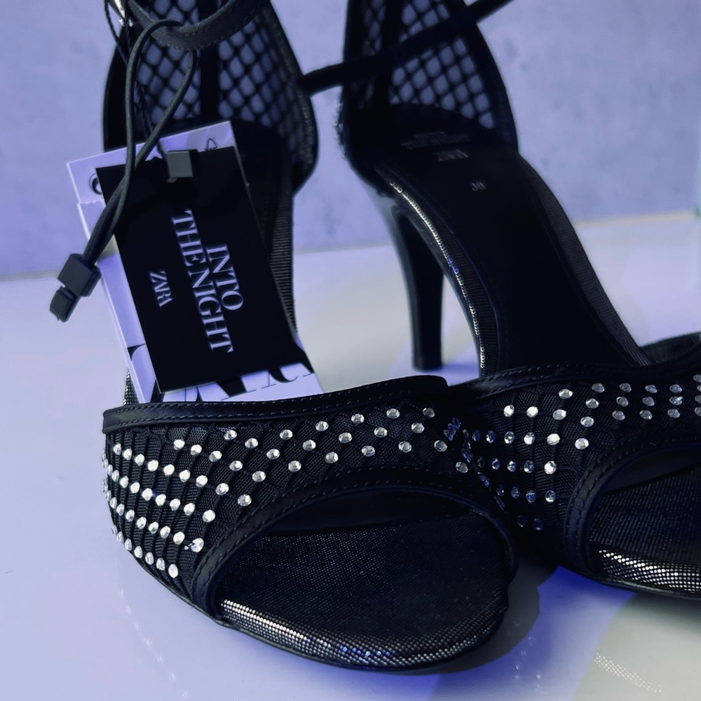 Negro/Black Noir Zara Studded Heeled Sandals